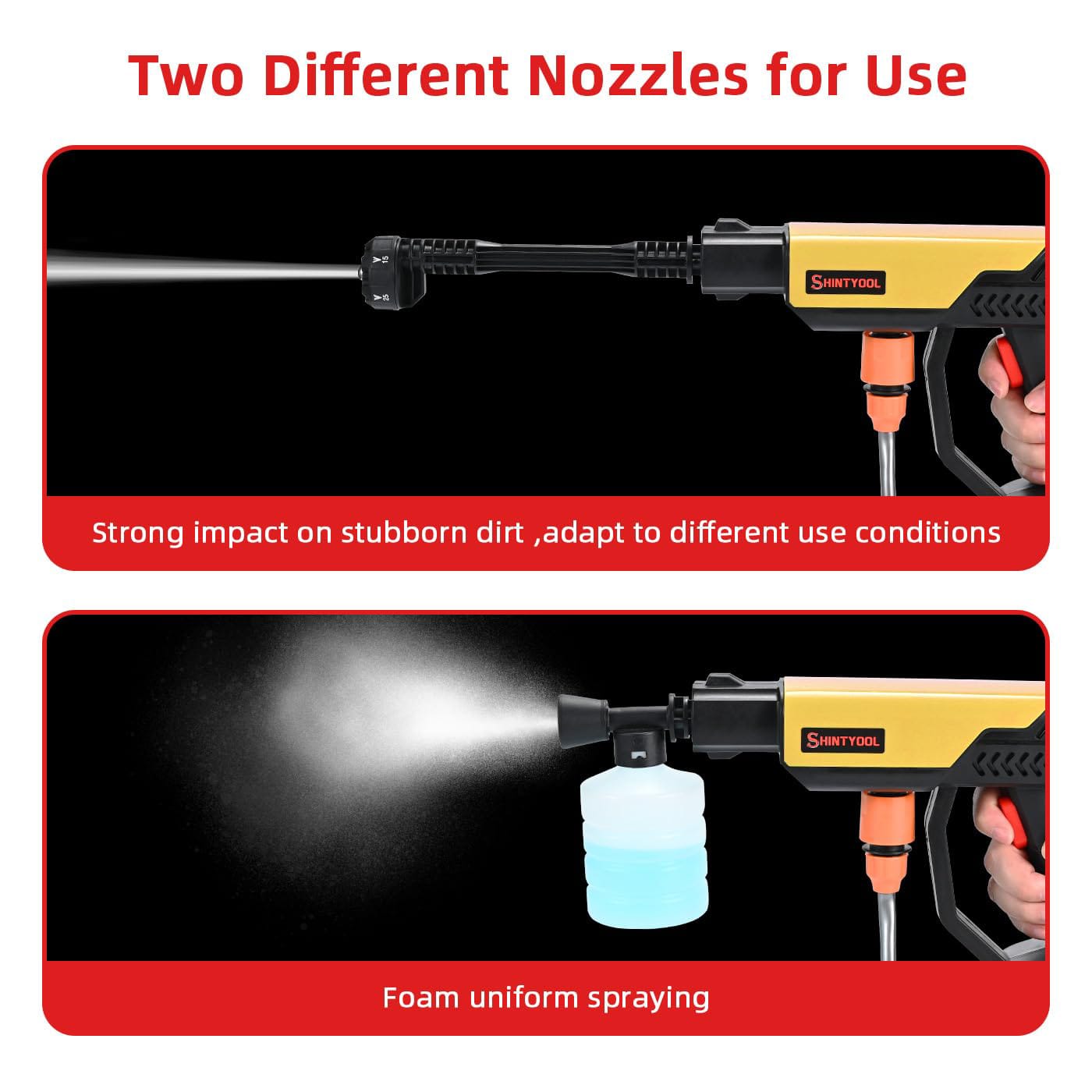 Super Star Imported Cordless Pressure Washer - 6 in 1 Adjustable Nozzle - Dual Battery 198V